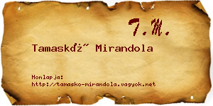Tamaskó Mirandola névjegykártya
